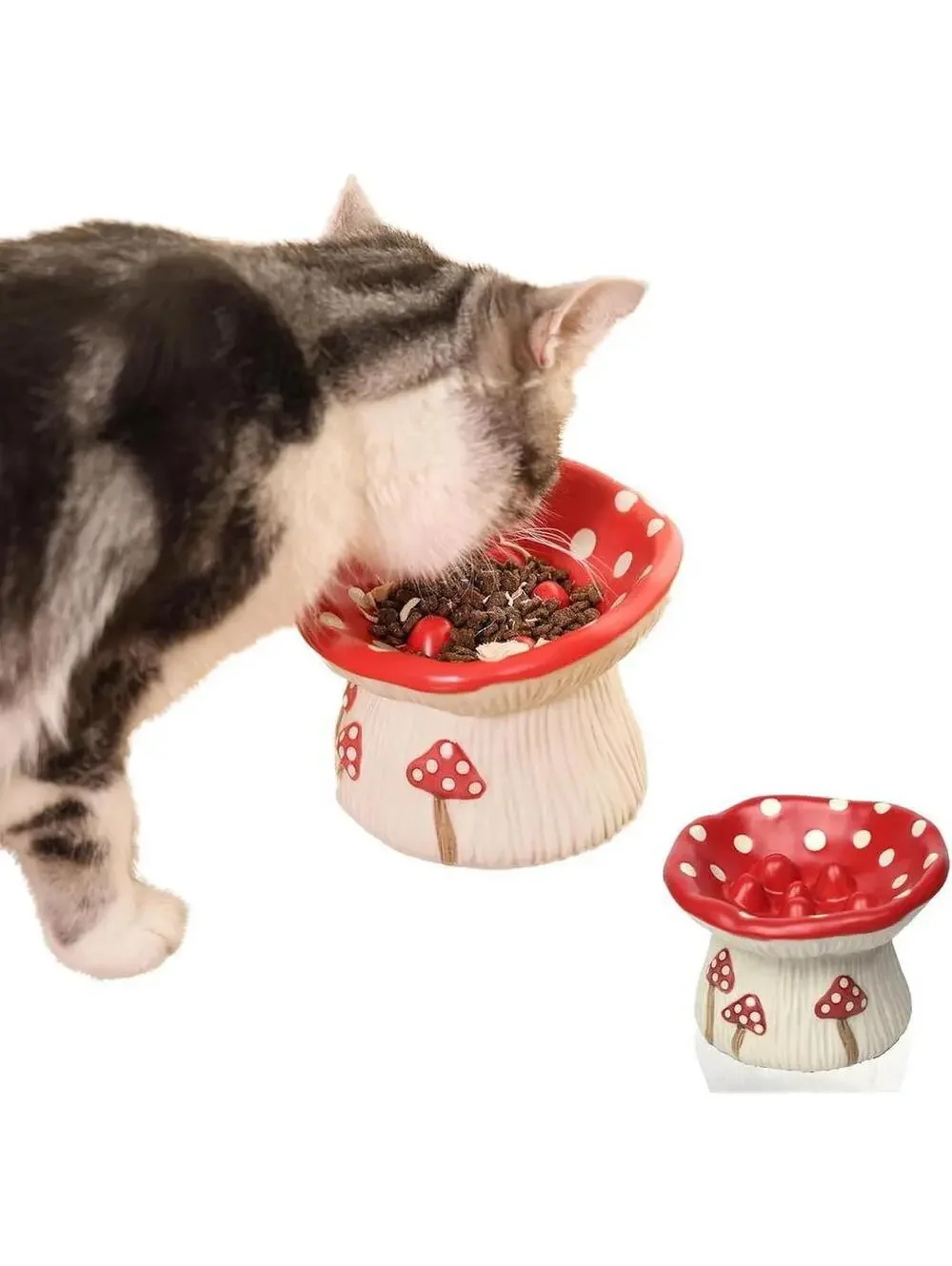 Mushroom Cat Dish Ceramic